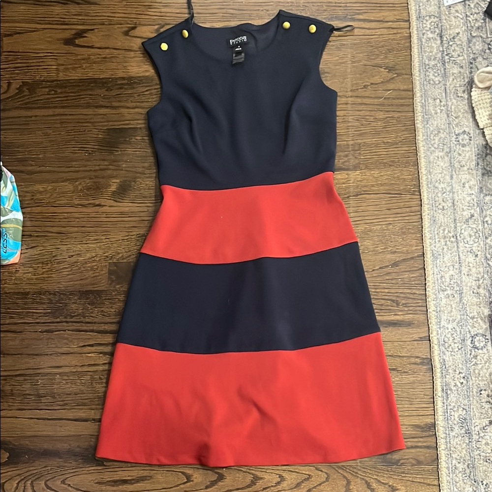 Enfocus Studio Blue and Red Sheath Mini Dress